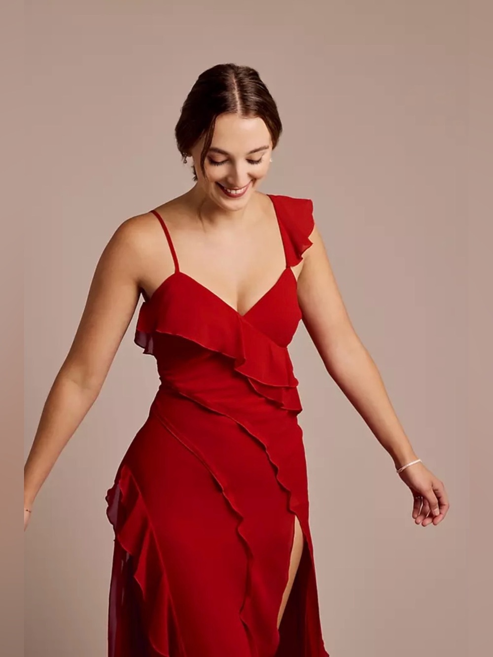 Beautiful Red Ruffle Chiffon Sheath Dress - Picture 6 of 6